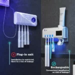 porte-brosse à dents stérilisateur désinfectant uv à énergie solaire intelligent + presse-dentifrice