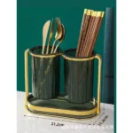porte-couverts et spatules en métal doré vert foncé
