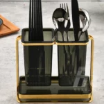 porte-couverts et spatules en métal doré noir