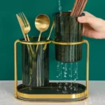 porte-couverts et spatules en métal doré vert foncé