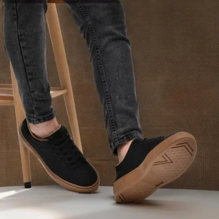 sneakers homme lc 066 simili cuir noir-beige
