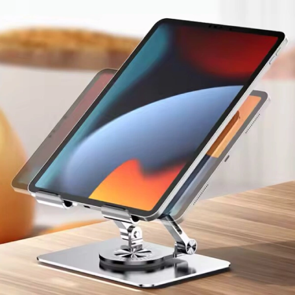 support tablette, smartphone, ipad rotatif 360° en aluminium pliable universel pour bureau