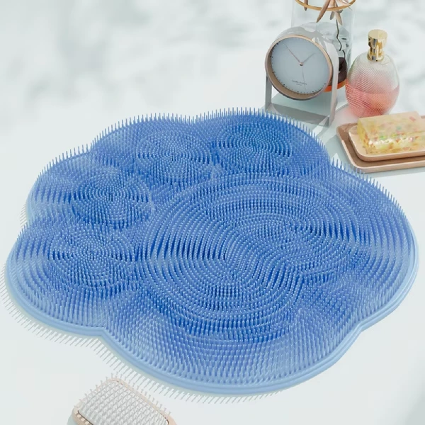 tapis brosse de massage antidérapant pour salle de bain bleu