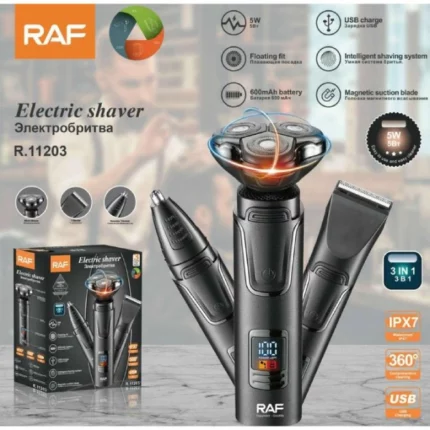 tondeuse à cheveux professionnelle 3en1 raf r.11203 pour barbe, cheveux, nez et oreilles