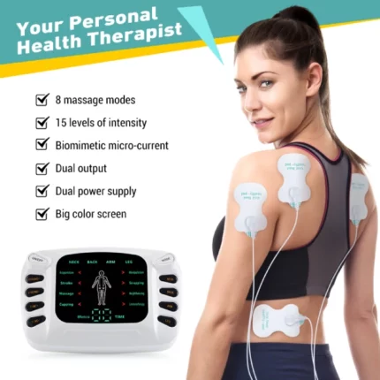 appareil de massage physiothérapie électrique numérique ems tens, 8 modes