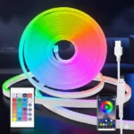 bande lumineuse néon led rgb 5m, contrôle application et télécommande, led smart neon strip light