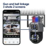 caméra surveillance ptz solaire 4g double objectif ai 8mp 4k color vu v380 pro, vision nocturne, rotation à 360°