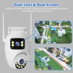 caméra de surveillance ptz double lens 6mp v380 pro, détection de mouvement ai, zoom x10, vision nocturne