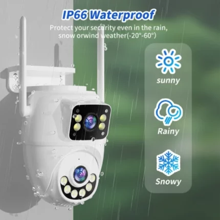 caméra de surveillance ptz double lens 6mp v380 pro, détection de mouvement ai, zoom x10, vision nocturne