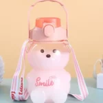 gourde ourson smile avec paille pour enfants rose