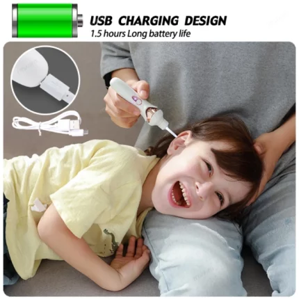 nettoyeur cire d'oreille électrique sans fil rechargeable led mym-11-02