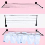 sèche-linge mural pliable en acier galvanisé noir