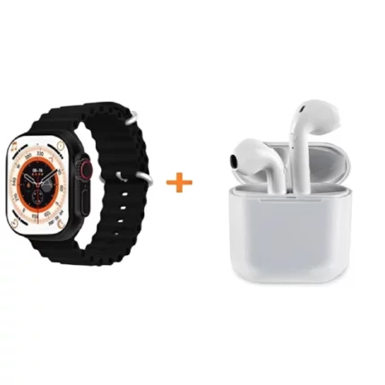 coffret montre connectée smartwatch w26 pro max special series 9 + airpods noir