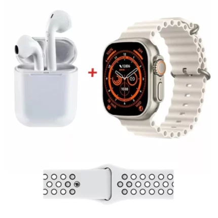 coffret montre connectée smartwatch w26 pro max special series 9 + airpods silver gris