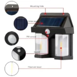 lampe solaire 2 led avec détecteur de mouvement cl-228