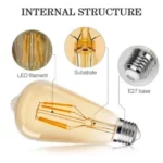 lampe vintage led e27 st64 4w, ampoule led antique edison