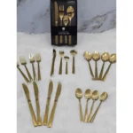 ménagère de cuisine en acier inoxydable doré 24 pièces, ensemble de couverts en inox doré 24 pcs