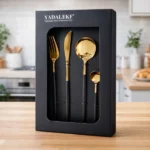 ménagère de cuisine en acier inoxydable doré 24 pièces, ensemble de couverts fines en inox doré yadalekf