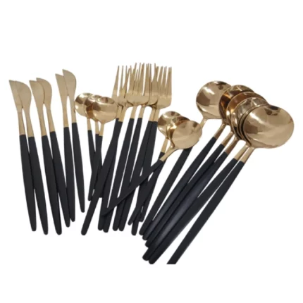 ménagère de cuisine en acier inoxydable doré 24 pièces, ensemble de couverts fines en inox doré yadalekf