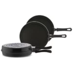 poêle double face antiadhésive en inox aluminium piardi home 24cm