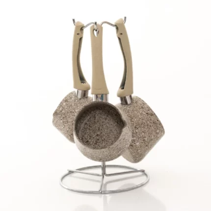 série de 3 pots à café turc zazwa zazoua oms en granite beige