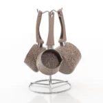 série de 3 pots à café turc zazwa zazoua oms en granite marron