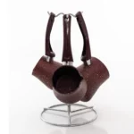 série de 3 pots à café turc zazwa zazoua oms en granite rouge bordeaux