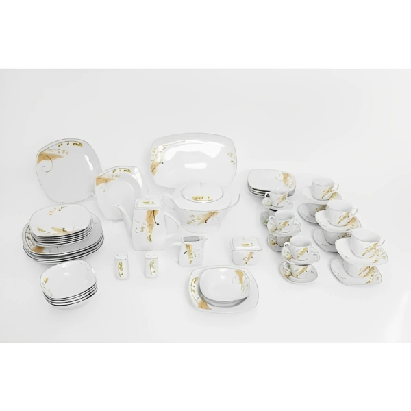service de table en porcelaine blanche 58 pièces