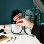 boîte à bijoux pliable avec miroir en forme d'écran en métal