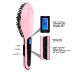 brosse chauffante lissante powtech hqt-906 rose avec affichage lcd