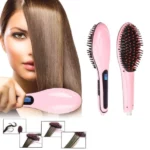 brosse chauffante lissante powtech hqt-906 rose avec affichage lcd