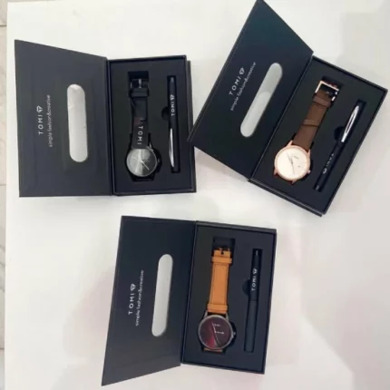 coffret cadeau pour homme tomi, montre classique + stylo business élégant