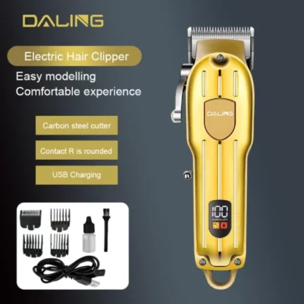 daling dl-1538 tondeuse à cheveux rechargeable led gold