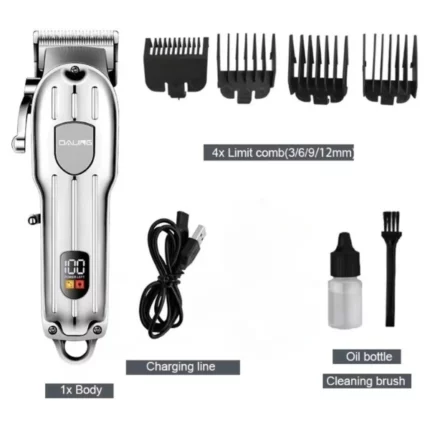 daling dl-1716 tondeuse à cheveux rechargeable led silver