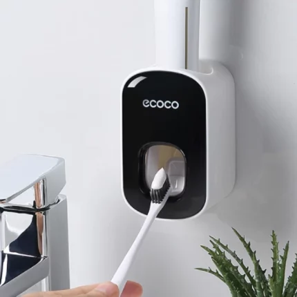 distributeur automatique de dentifrice ecoco, presse-dentifrice noir
