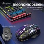 ensemble clavier et souris gaming sans fil attack shark t3, 2,4 GHz, RVB, 4800 DPI