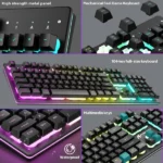 ensemble clavier et souris gaming sans fil attack shark t3, 2,4 GHz, RVB, 4800 DPI