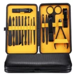 ensemble de manucure pédicure coupe-ongles professionnel 16 pièces en inox noir