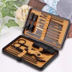 ensemble de manucure pédicure coupe-ongles professionnel 16 pièces en inox noir