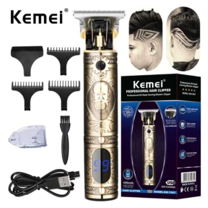 kemei km-1325 tondeuse à cheveux métallique pro sans fil, finition 0mm