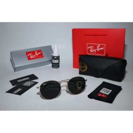 lunettes de soleil originales ray-ban round metal rb3447 g15 lens noir