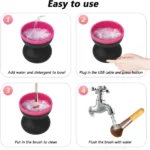 nettoyeur de pinceaux de maquillage automatique en silicone, usb portable rechargeable