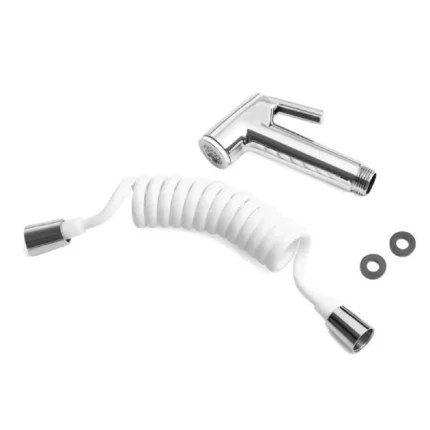 pulvérisateur shattaf chromé pour toilettes et bidet avec flexible accordéon