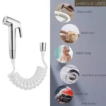 pulvérisateur shattaf chromé pour toilettes et bidet avec flexible accordéon