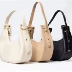 sac à main en cuir pu à bandoulière tendance chic noir et beige