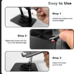 Support Smartphone et Tablette Réglable Rotatif à 360° en Alliage d'Aluminium - Écrans 4 à 13" – Image 5