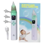 aspirateur nasal électrique pour bébé avec 3 niveaux d'aspiration, musique et lumière vert