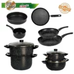 batterie de cuisine 12 pièces cookart big chief granite noir