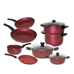 batterie de cuisine 12 pièces cookart big chief granite rouge