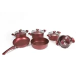 batterie de cuisine en granite oms rouge bordeaux 10 pièces